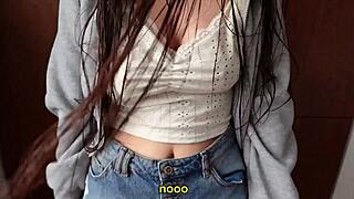 Brunette Teen Stepsister With Big Tits Wears Jean Shorts And Fucks Secretly In Dorm To Avoid Telling Parents