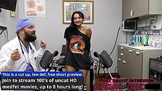 Florida Tampa university entrance physical with petite shaved pussy spreading and gaping in close up by Zombae