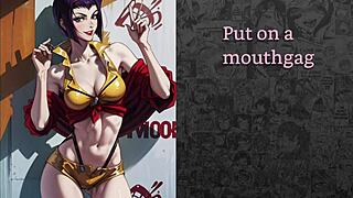 Casual narrative of Fayegrey caught by bounty huntress Faye Valentine turned into public whore with joi sissification anal destruction sissygasm ice humiliation domination