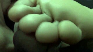 footjob and SECRET cum from neighbor with feet fetish