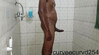 big african curved dick pounding that big booty in the shower 💦🍑