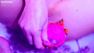 I love crushing juicy fruit with my bare toes in this wet fetish solo.