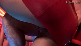 bdsm fetish threesome with cougar milf in latex heels dominating lesbian group fucking