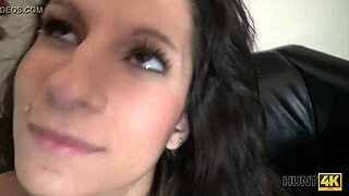 Why does hot brunette agree to Prague pickup and passionate sex for cash in public?