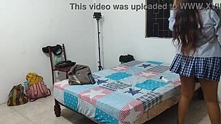 i'm just 18 and acting like a total whore in this homemade uniform scene with my big natural tits out