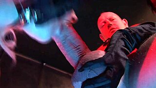 bdsm fetish threesome with cougar milf in latex heels dominating lesbian group fucking