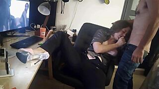 She bends over in her black satin dress and corset for doggystyle fucking while giving a blowjob and pussy licking in POV with dirty French talk and rimming.