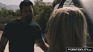 Watch how PornFidelity's hot blonde Riley Reyes gets her ass fucked so hard it ends in creampie!