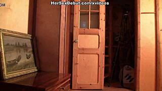 stockings babe masturbates then takes first anal