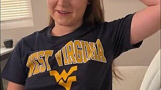 Sorority girl ava marina rides cock post-game in pov