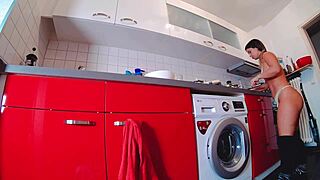 curvy babe dares to strip from tight jeans shorts thong