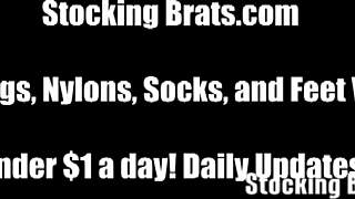 becky and chelsea worship each other's stocking feet