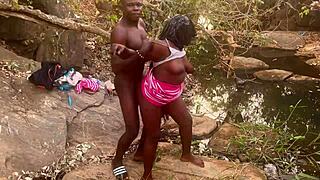 village girl with perfect boobs gets fucked hard in the stream