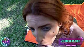 skinny french wife homemade outdoor grass plowing by hubby hard