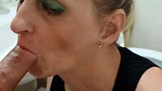 I love sucking German milf prostitute Sandra's cum-swallowing blowjob