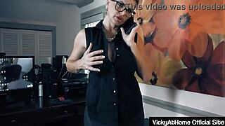 Vicky Vette's Mature Milf Pussy Lips Spread Wide for Boss in Sexy Lingerie Tease