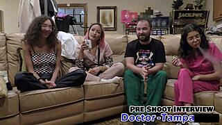 Dr Tampa picks nurse Aria Nicole or Channy Crossfire first backstage.