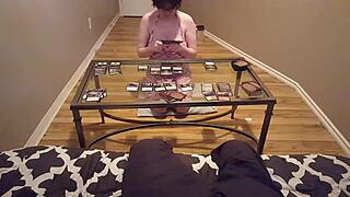 nerdy canadian neighbors turn mtg game into riding creampie fuckfest