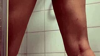 petite arab teen masturbates wet pussy in steamy shower solo