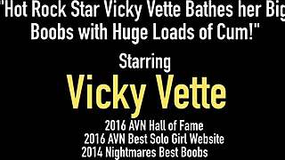 vicky vette soaks big boobs in huge cum loads