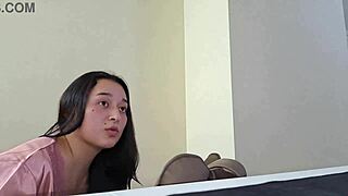 Latina BENDS OVER DESK for sneaky FUCK during work video call