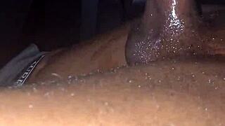 wanna watch this ebony stroke her big black cock in the car?