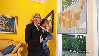 Free use boss fucks sexy blonde cougar chief mid-meeting hardcore