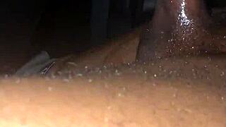 wanna watch this ebony stroke her big black cock in the car?