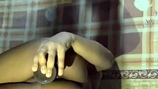 Shaved pussy gets wet dildo play leading to intense orgasm close up