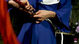 possessed blonde licks perverted nun's pussy 👅😈 tight stockings heels