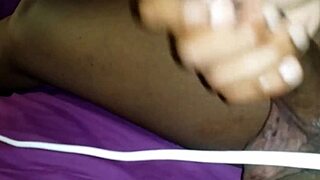 Guy strokes his thick black cock until explosive cumshot in pov