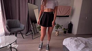 A CURLY-HAIRED MODEL IN SNEAKERS GETS SWEET CREAMPIE FEET FETISH POUND