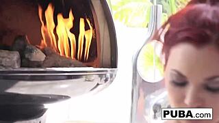 wow, sexy redhead babe masturbates in bubble bath!