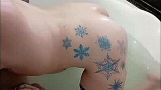 blonde brunette tease big cock creampie in bath cum mouth