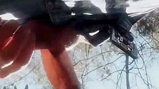 Amateur babe gives real outdoor deepthroat blowjob behind scenes