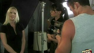 Deep throat while ass pounded? Blonde takes double cocks!