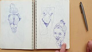 Quick parker ballpoint sketchbook doodle captures latina doggy foot fetish vibe