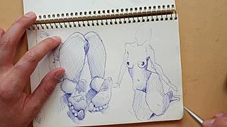 Quick parker ballpoint sketchbook doodle captures latina doggy foot fetish vibe