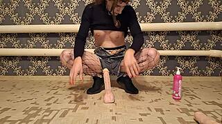 eva groth's huge ass takes anal toys doggystyle from ladyboy stud!