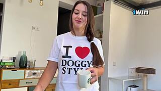 I seduced step sis in doggystyle shirt then creampied missionary!