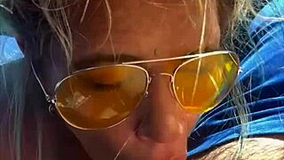 Blonde amateur cheats with stranger bends over for public doggy deepthroat facial cumshot