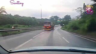 quase caught by cop hubby flashing my pussy for monster cock!