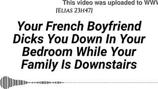 your french boyfriend sneaks upstairs for teasing creampie pounding