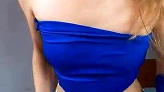 bonneyuwu petite teen slut masturbates with dildo in miniskirt