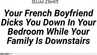 your french boyfriend sneaks upstairs for teasing creampie pounding