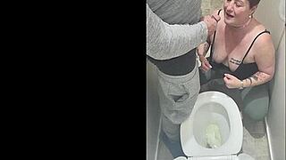 rank amateur milf's toilet piss play goes wrong repeatedly