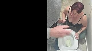 rank amateur milf's toilet piss play goes wrong repeatedly