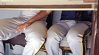 Hot college girl ditches uniform for wild classroom sex