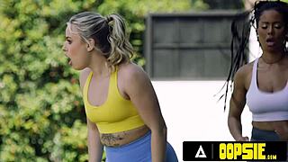 kira noir's bestie gets horny watching leashed husband in lingerie