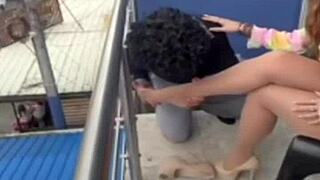 milf shows off sexy nylon piercings up close